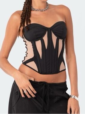 EDIKTED Galaxy Cupped Mesh Corset
